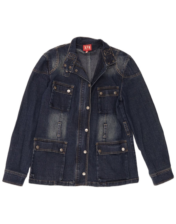 XFN Jeans Dame Denim Jacket UK 18 XL Navy Blue Bomuld