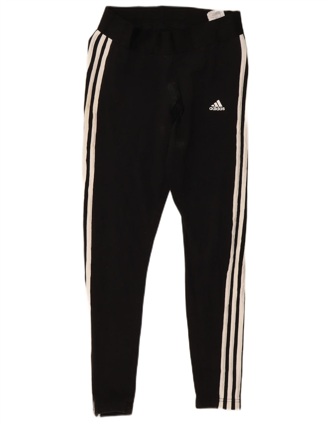 Adidas Dame Leggings UK 12/14 Medium Sort Stribet Bomuld