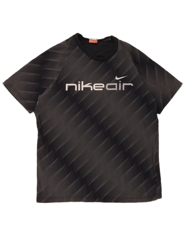 Nike grafisk T-shirt top til mænd UK 42/44 Stor grå stribet bomuld