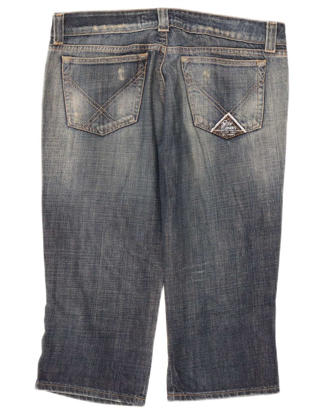 Roy Rogers Dame Seven Bell Distressed Capri Jeans W34 L20 Blå