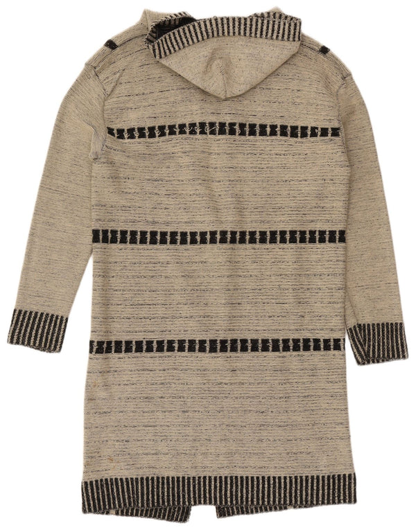 Destiny Womens Longline Hooded Cardigan Sweater UK 14 Large Grey Check