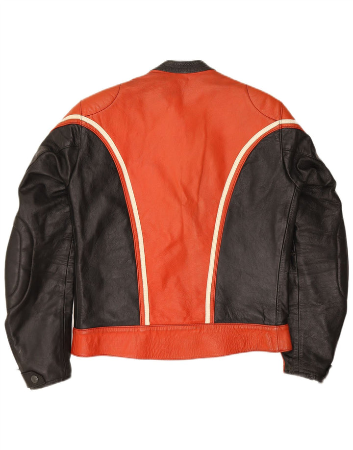 Vintage dame læder racerjakke IT 52 2XL Rød Colourblock