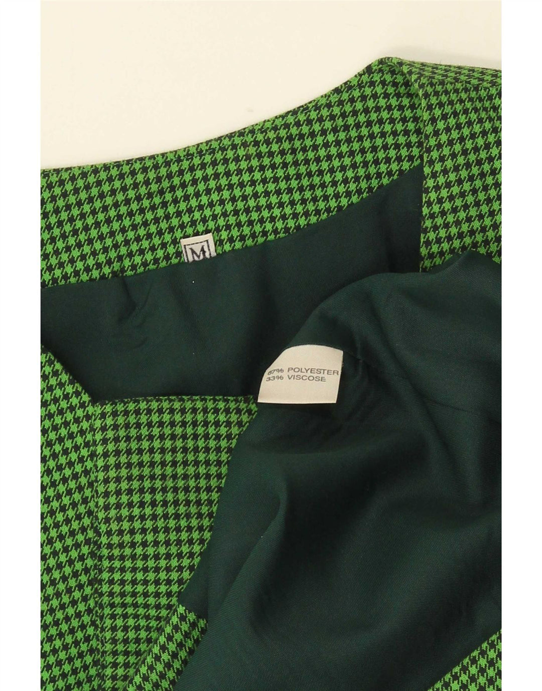 Vintage dame ærmeløs blazerjakke UK 12 Medium Green Houndstooth
