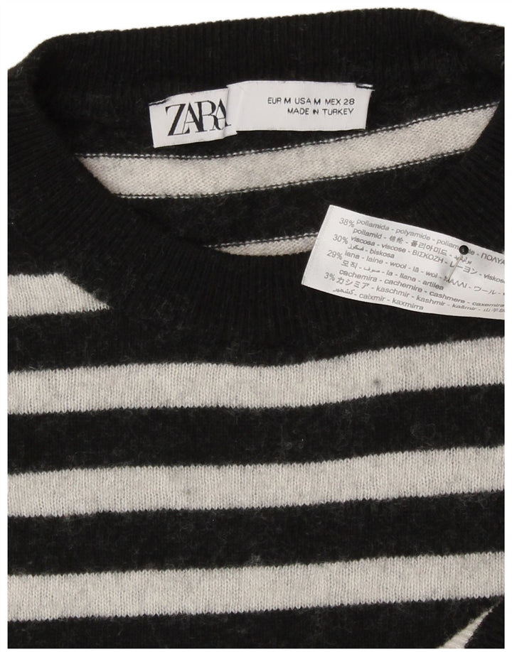 Zara dametrøjetrøje med rund hals DK 14 Medium sort stribet polyamid