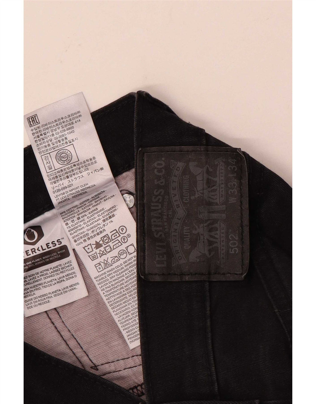 Levi's Herre 502 tilspidsede jeans W33 L34 Sort bomuld