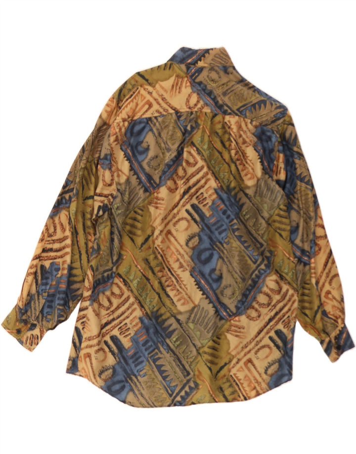 VINTAGE Mens Abstract Pattern Shirt Large Brown Vintage Vintage and Second-Hand Vintage from Messina Hembry 