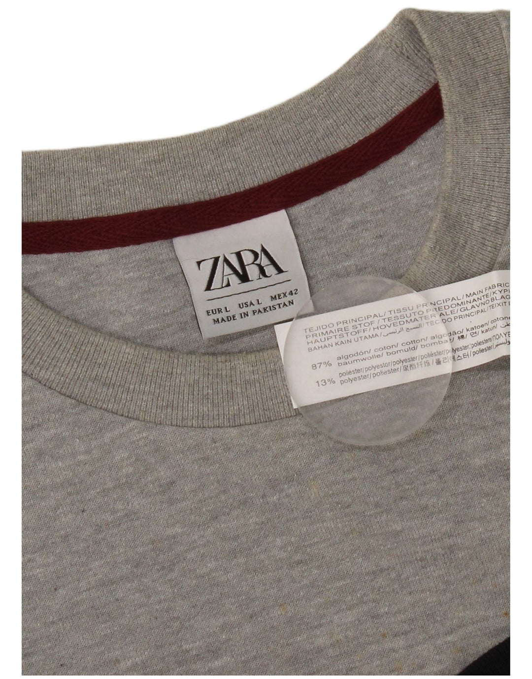 Zara Herre Sweatshirt Jumper Large Grå Colourblock Bomuld