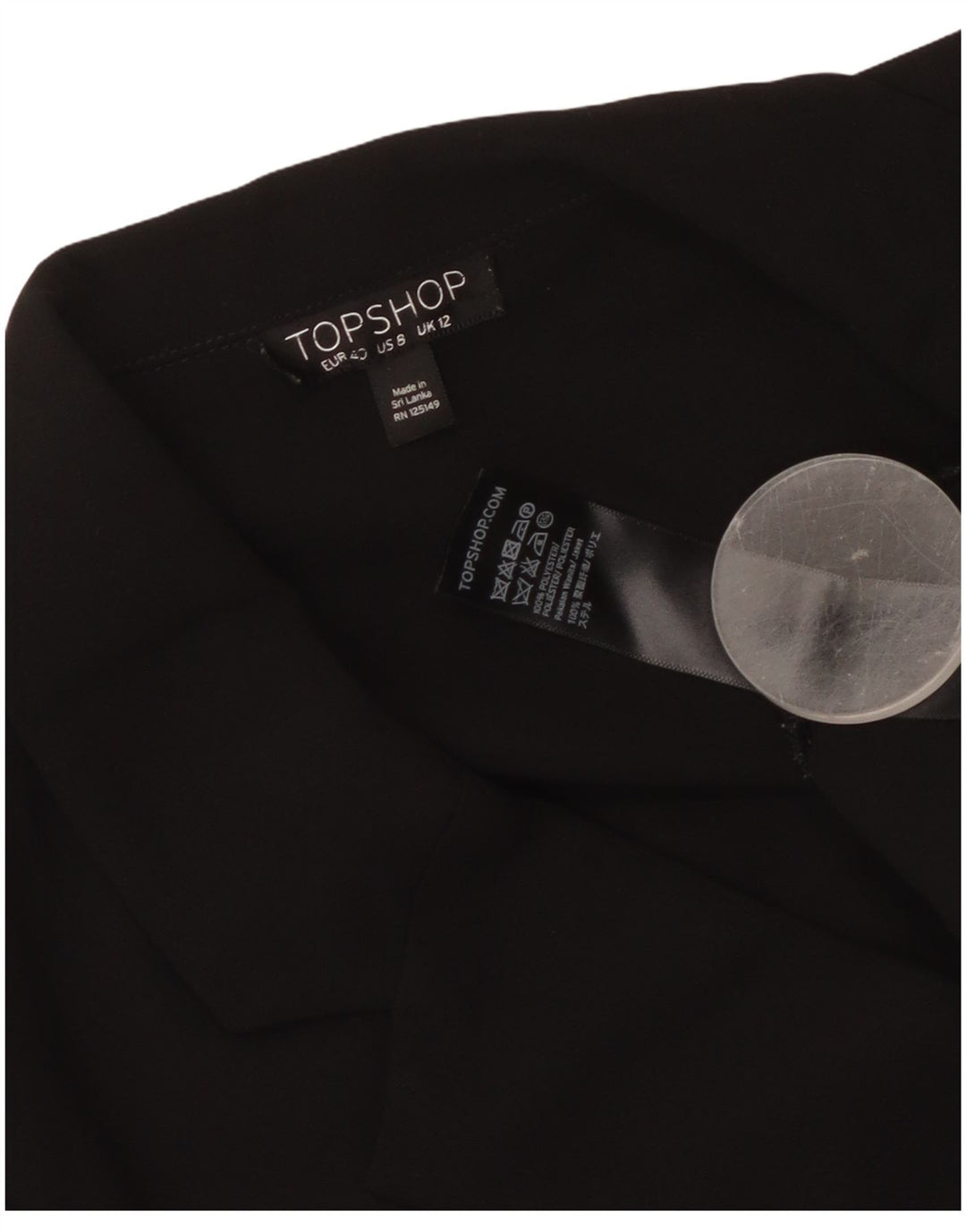 Topshop Dame Overfrakke UK 12 Medium Sort Polyester