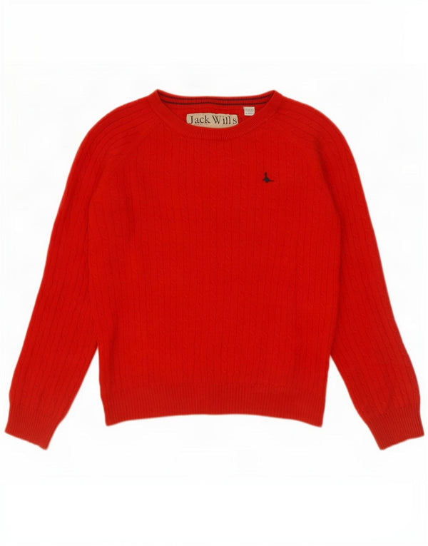 Jack Wills Dame Boat Neck Jumper Sweater UK 12 Medium Rød Bomuld