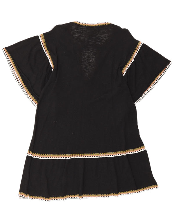 Zara Dame A-Line Kjole UK 16 Stor Sort Bomuld
