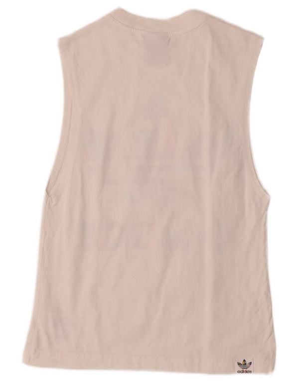 Adidas Dame Grafisk Vest Top UK 10 Small White Bomuld