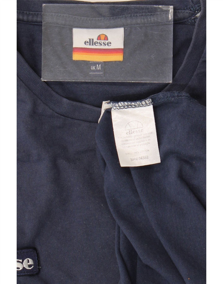 ELLESSE Herre T-Shirt Top Medium Marineblå Colourblock Bomuld