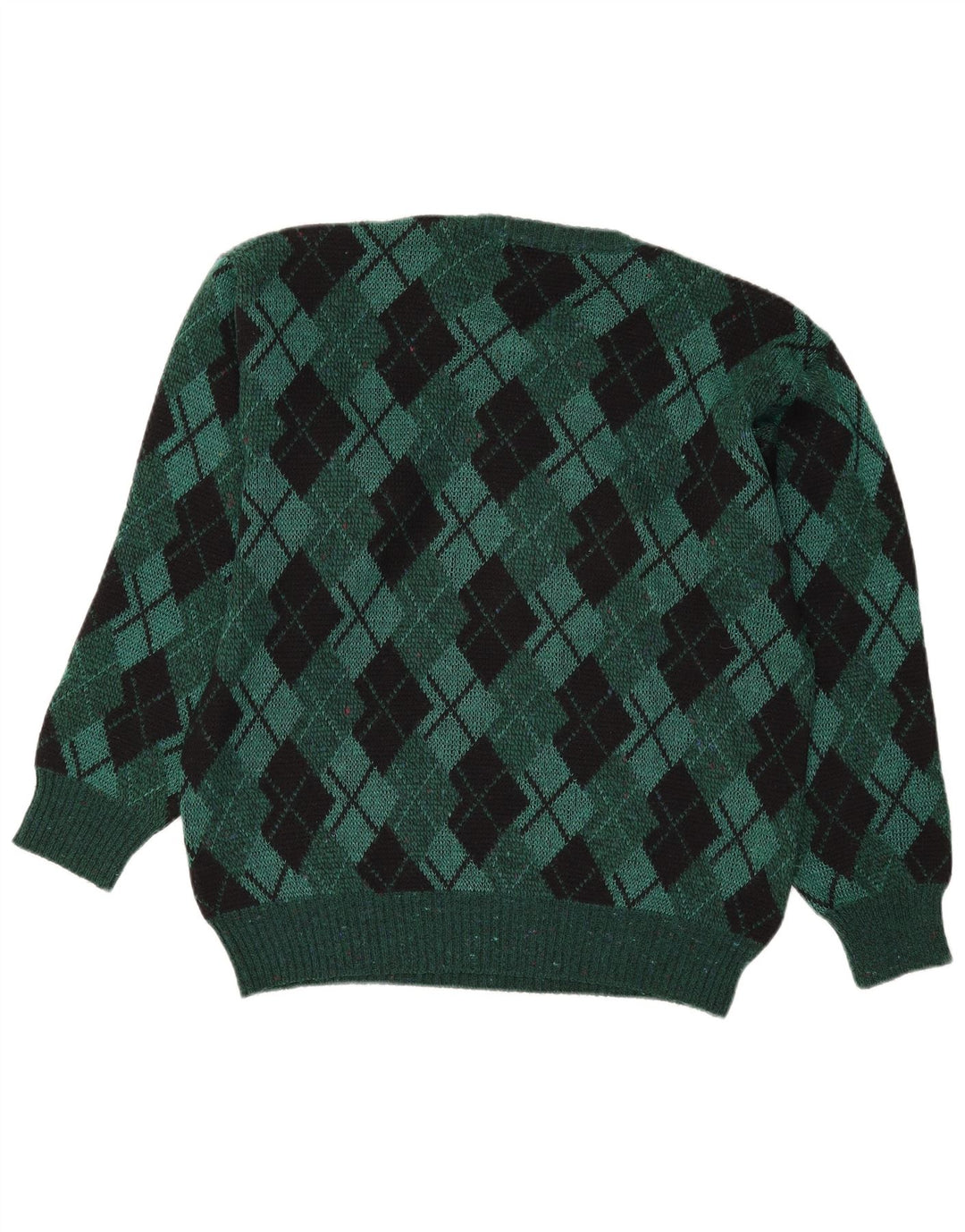 Vintage Herre Crew Neck Jumper Sweater IT 48 Medium Green Argyle/Diamond