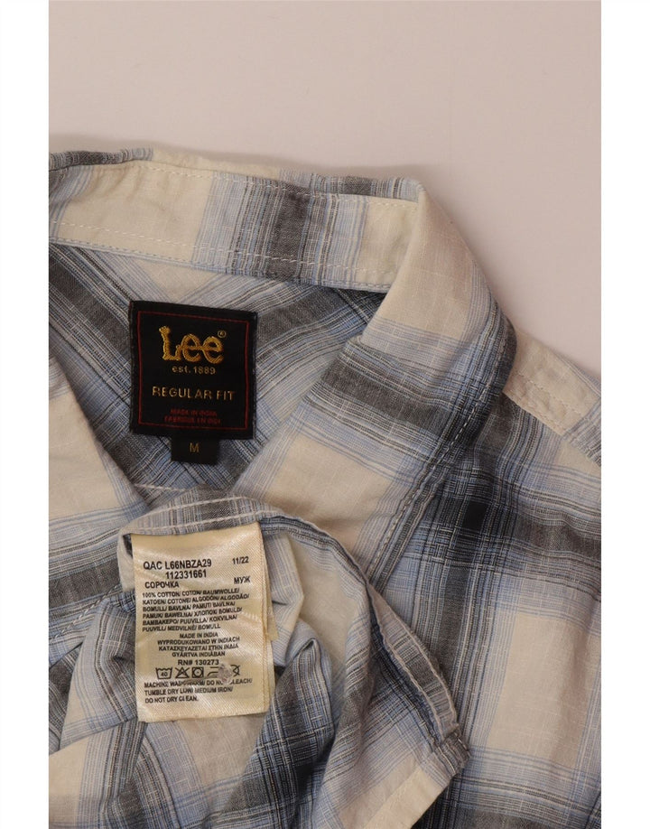 Lee Herre Regular Fit skjorte medium blå ternet bomuld
