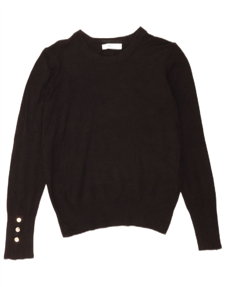 Zara Dame Boat Neck Jumper Sweater UK 12 Medium Black