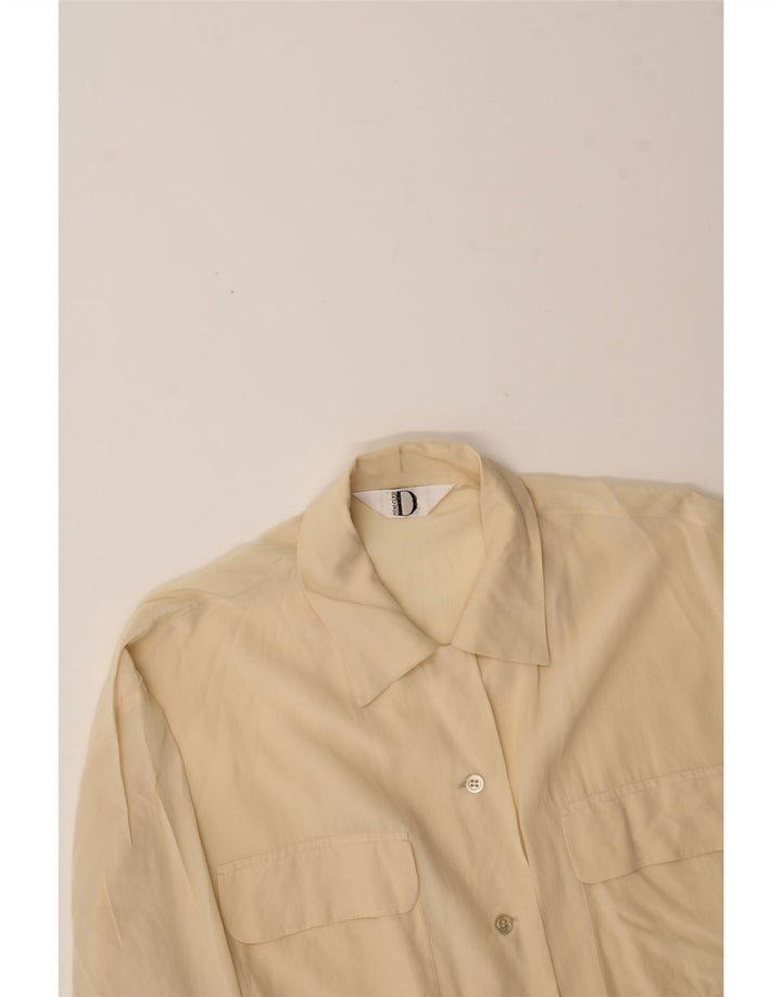 VINTAGE Womens Shirt UK 14 Medium Beige Vintage Vintage and Second-Hand Vintage from Messina Hembry 
