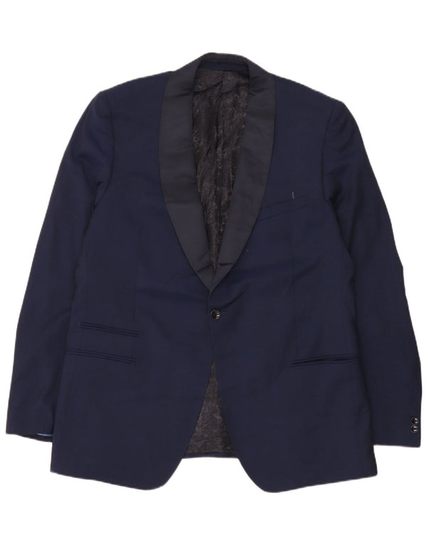 Marks & Spencer Herre Long Slim Fit Blazer Jacket UK 44 XL Navy Blue