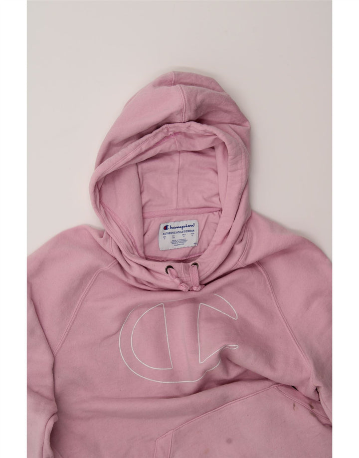 CHAMPION Womens Graphic Hoodie Jumper UK 14 Medium Pink Vintage Champion and Second-Hand Champion from Messina Hembry 