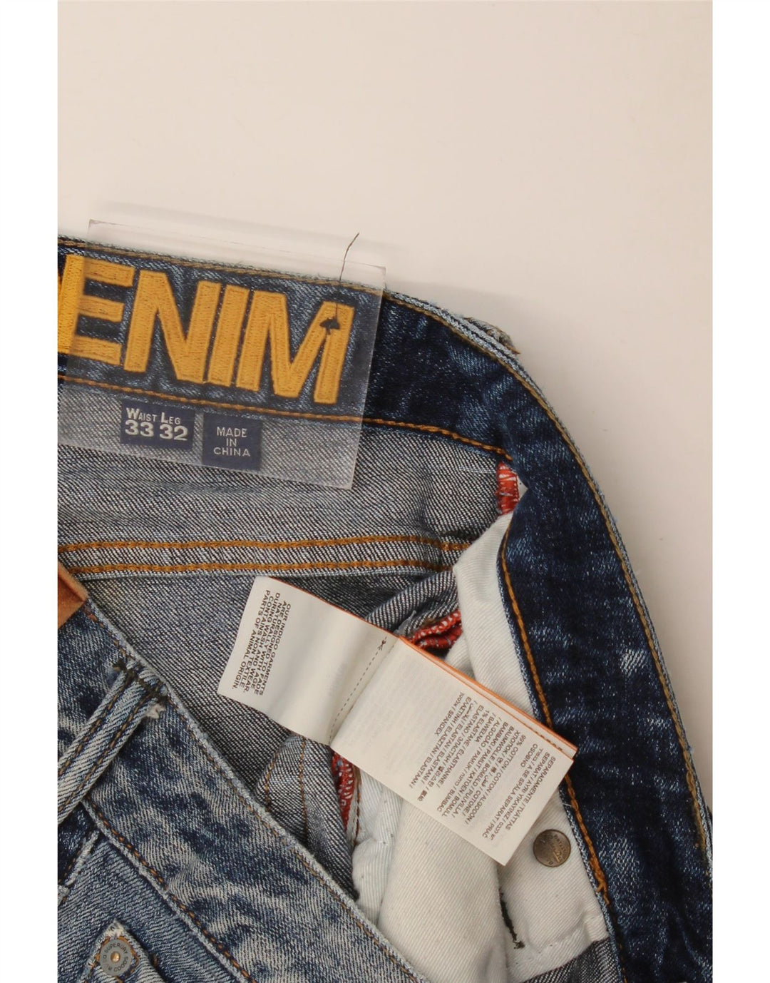 Superdry Men Distressed Straight Jeans W33 L32 Blå Bomuld