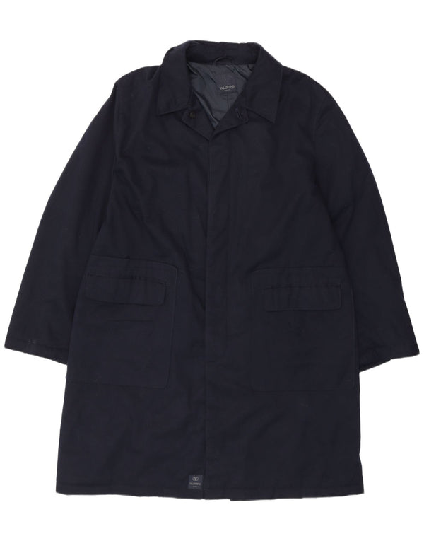 Valentino Herre Overfrakke IT 52 XL Marineblå Polyester