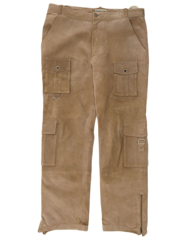 JOHN F GEE Straight Cargo-bukser i ruskind til mænd EU 50 Large W34 L32 Beige