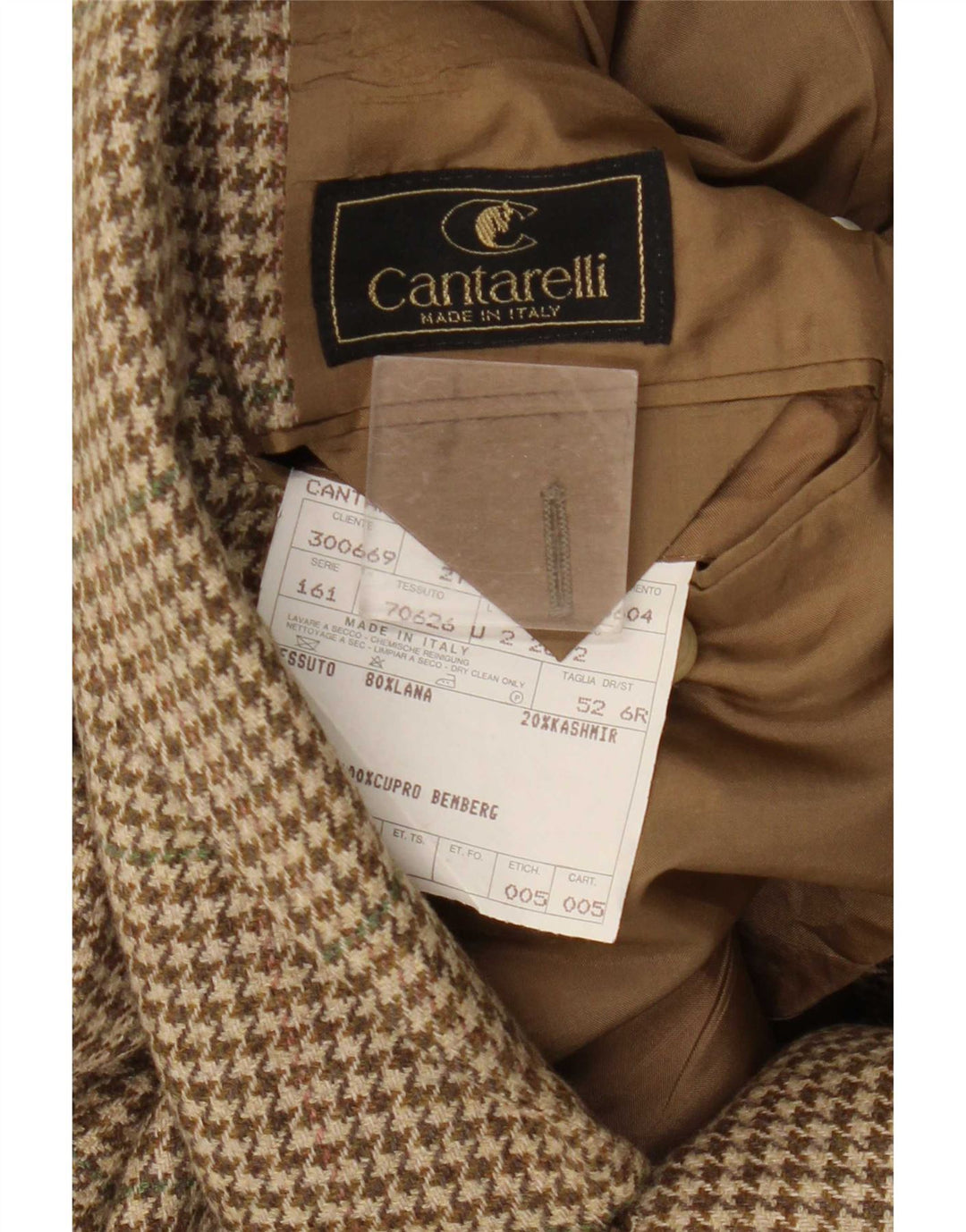 Cantarelli Herre 2-knaps blazerjakke IT 52 XL Brun Houndstooth Uld