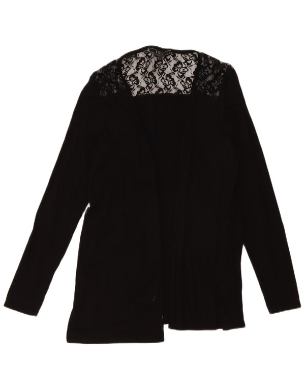 Lipsy Womens Open Cardigan Sweater UK 14 Medium Black Floral Viscose