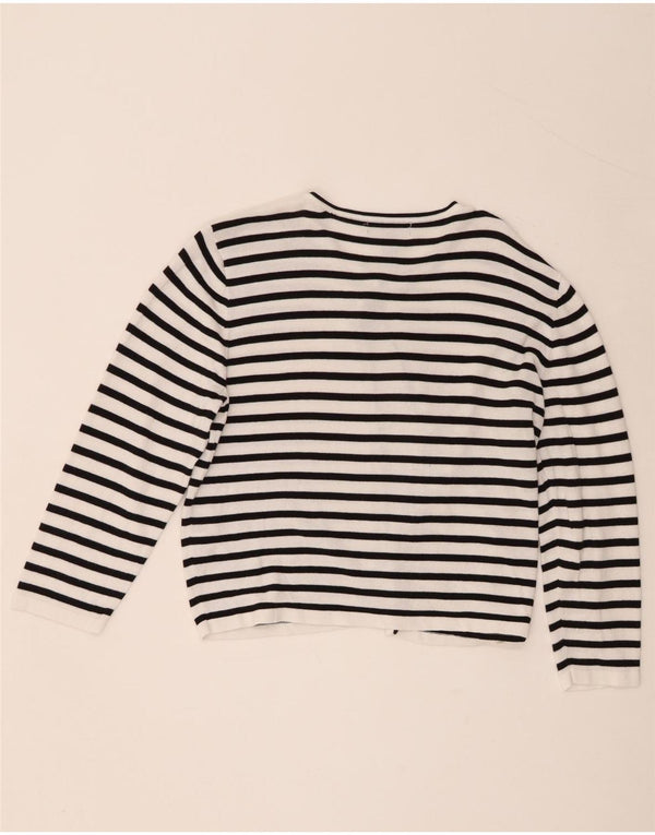 Chaps Dame Crop Cardigan Sweater UK 18 XL Sort Stribet Bomuld