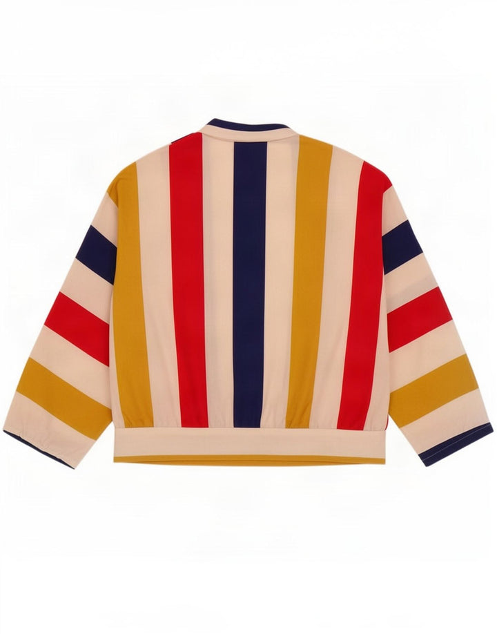 Vintage Dame Crop Cardigan Top IT 46 Stor Flerfarvet Stribet