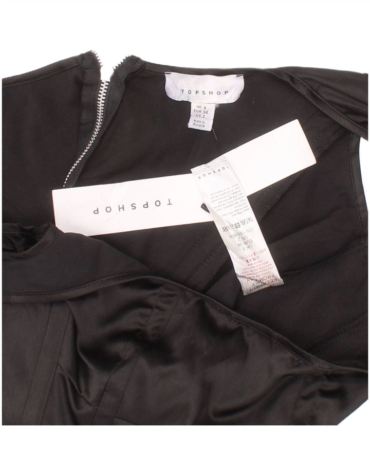 Topshop Dame Crop Corset Top UK 6 XS Sort Polyester