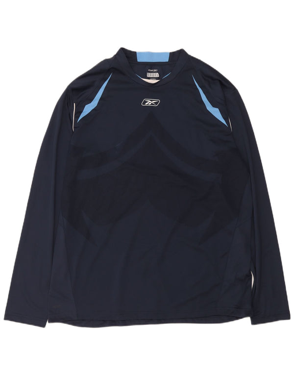 Reebok Herre Top Langærmet XL Marineblå Colourblock Polyester