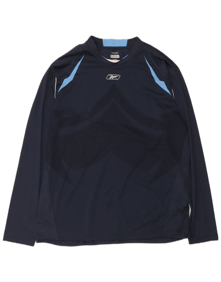 Reebok Herre Top Langærmet XL Marineblå Colourblock Polyester