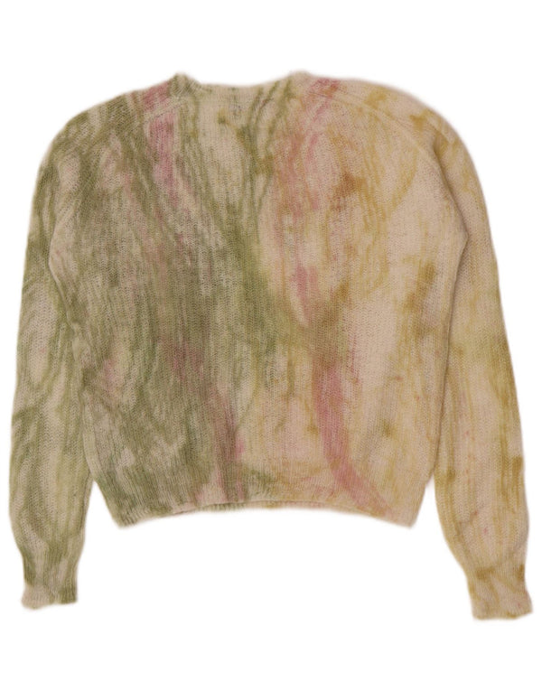Zara Womens Crop Crew Neck Jumper Sweater UK 10 Small Multicolor Tie Dye