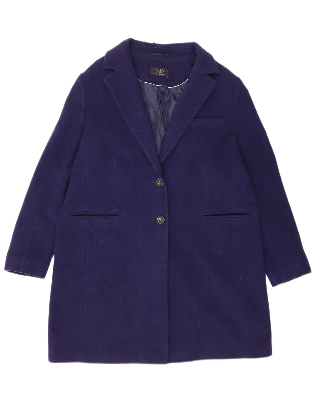 Marks & Spencer Dame Oversized Overfrakke UK 16 Large Blue Wool