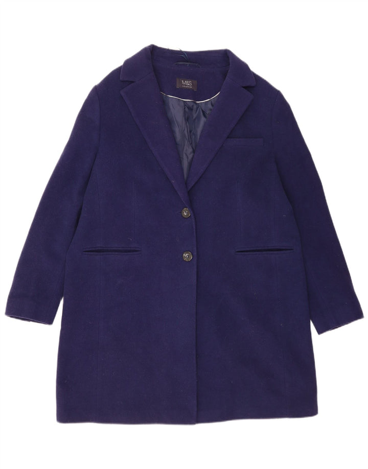 Marks & Spencer Dame Oversized Overfrakke UK 16 Large Blue Wool