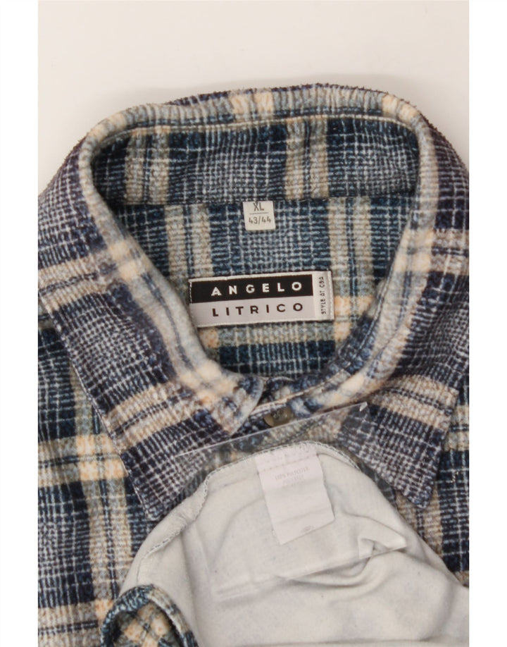 ANGELO LITRICO Mens Flannel Shirt Size 43/44 XL Blue Check Polyester Vintage Angelo Litrico and Second-Hand Angelo Litrico from Messina Hembry 