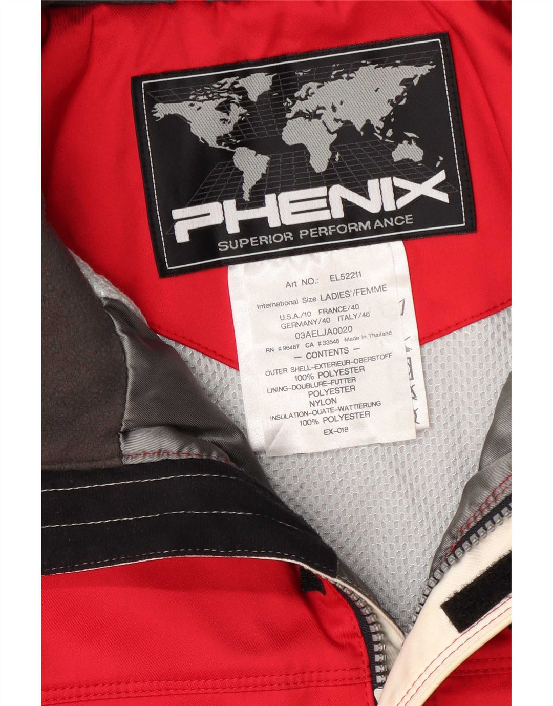 Phenix Herre Skijakke IT 46 Lille Rød Colourblock Polyester