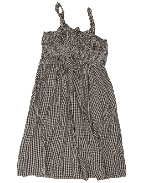 Næste Dame Ærmeløs A-Line Kjole UK 22 3XL Sort Gingham Bomuld