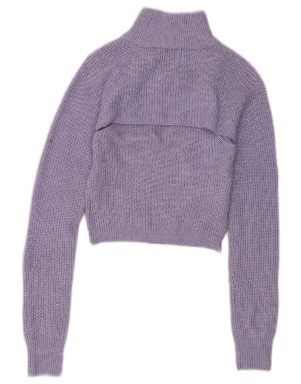 Urban Outfitters Dame Crop Turtle Neck Jumper Sweater UK 12 Medium Blue