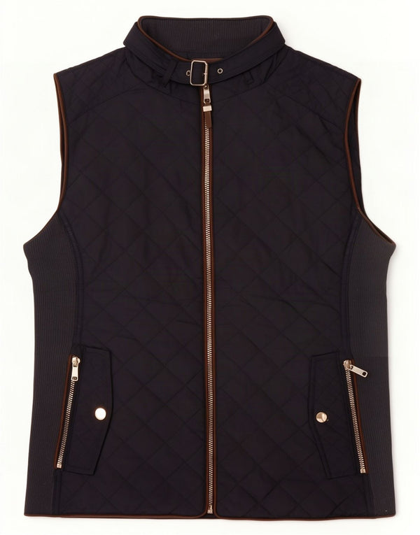 Zara Womens Polstret Gilet UK 14 Large Navy Blue