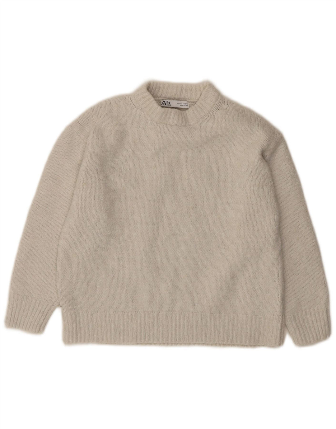 Zara dametrøje 3/4 ærmer oversize sweater med rund hals DK 10 Small White