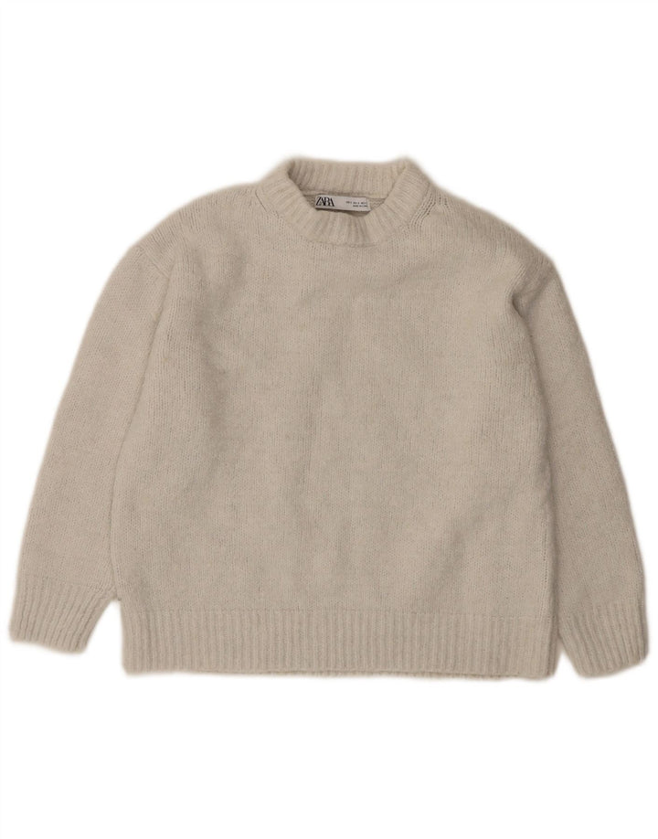Zara dametrøje 3/4 ærmer oversize sweater med rund hals DK 10 Small White