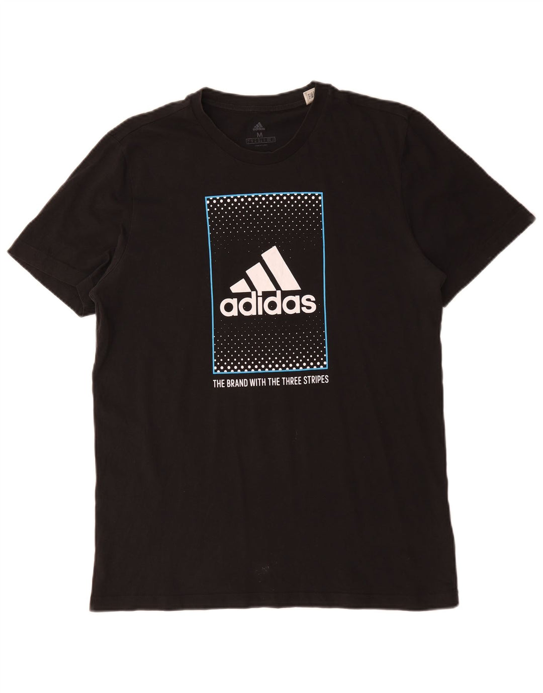 Adidas Tre Stripes Grafisk T-Shirt Top Medium Sort Bomuld