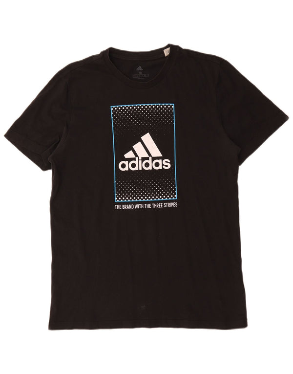 Adidas Tre Stripes Grafisk T-Shirt Top Medium Sort Bomuld