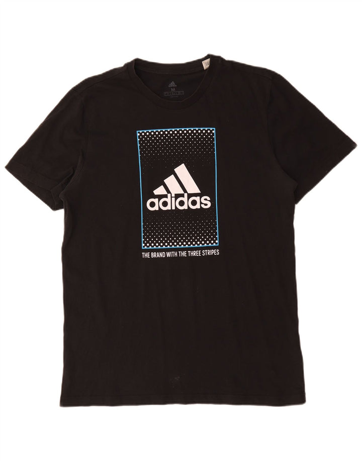 Adidas Tre Stripes Grafisk T-Shirt Top Medium Sort Bomuld