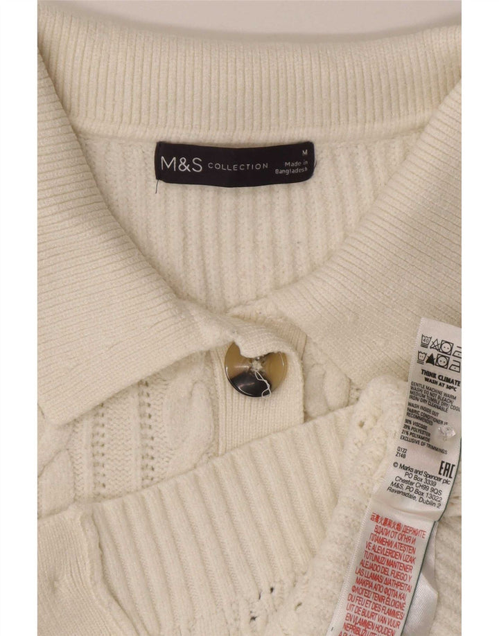 Marks & Spencer Dame Cardigan Sweater UK 14 Medium White Viscose