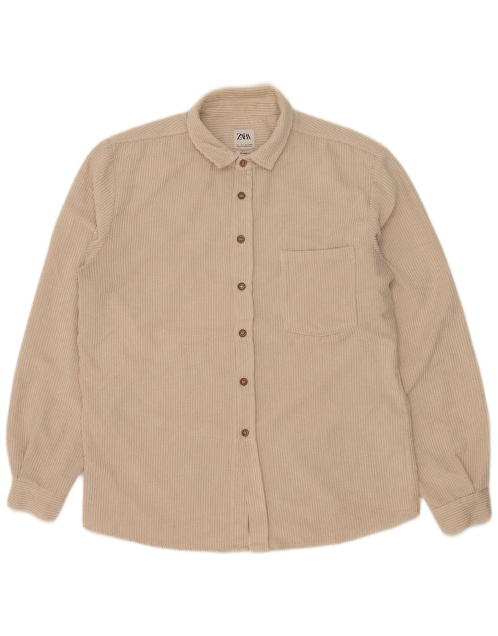 Zara Herre Relaxed Fit Fløjlstrøje Stor Beige Polyester