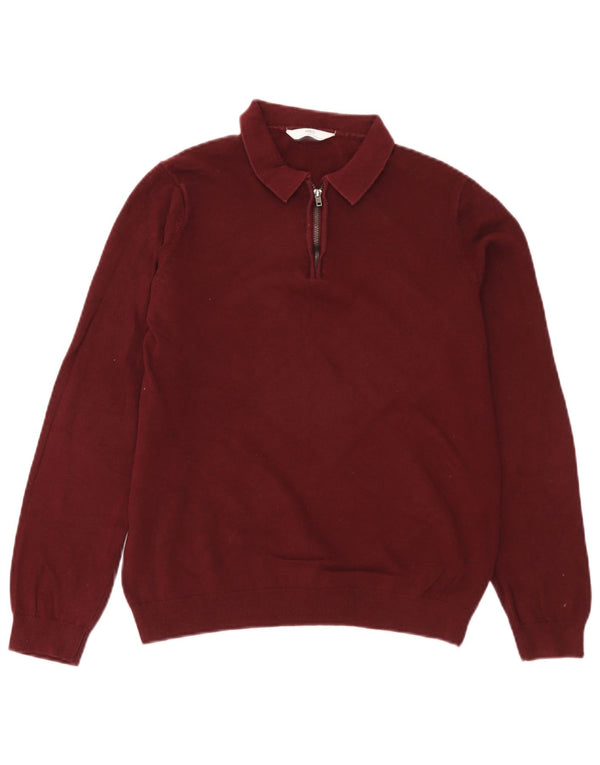 Marks & Spencer Boys Polo Neck sweater 13-14 år Bourgogne bomuld