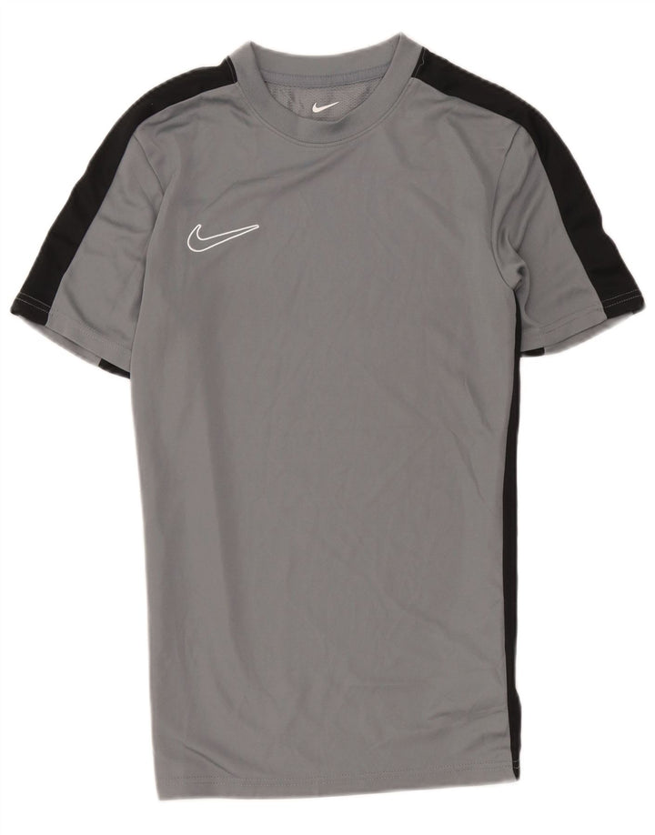 Nike Herre Dri Fit Slim Fit T-shirt Top Lille grå Colourblock Polyester