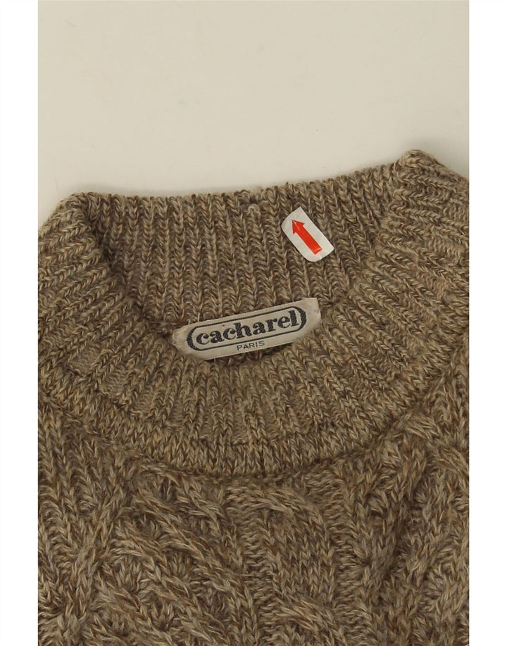 Cacharel Herre Crew Neck Jumper Sweater Large Beige Fair Isle
